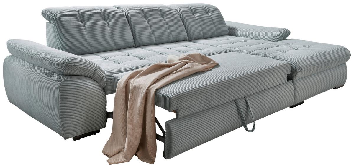 Ecksofa mit Bettkasten Rigatti Hellblau S: 314x184 cm - Schwarz/Hellblau, MODERN, Textil (314/184cm) - Livetastic