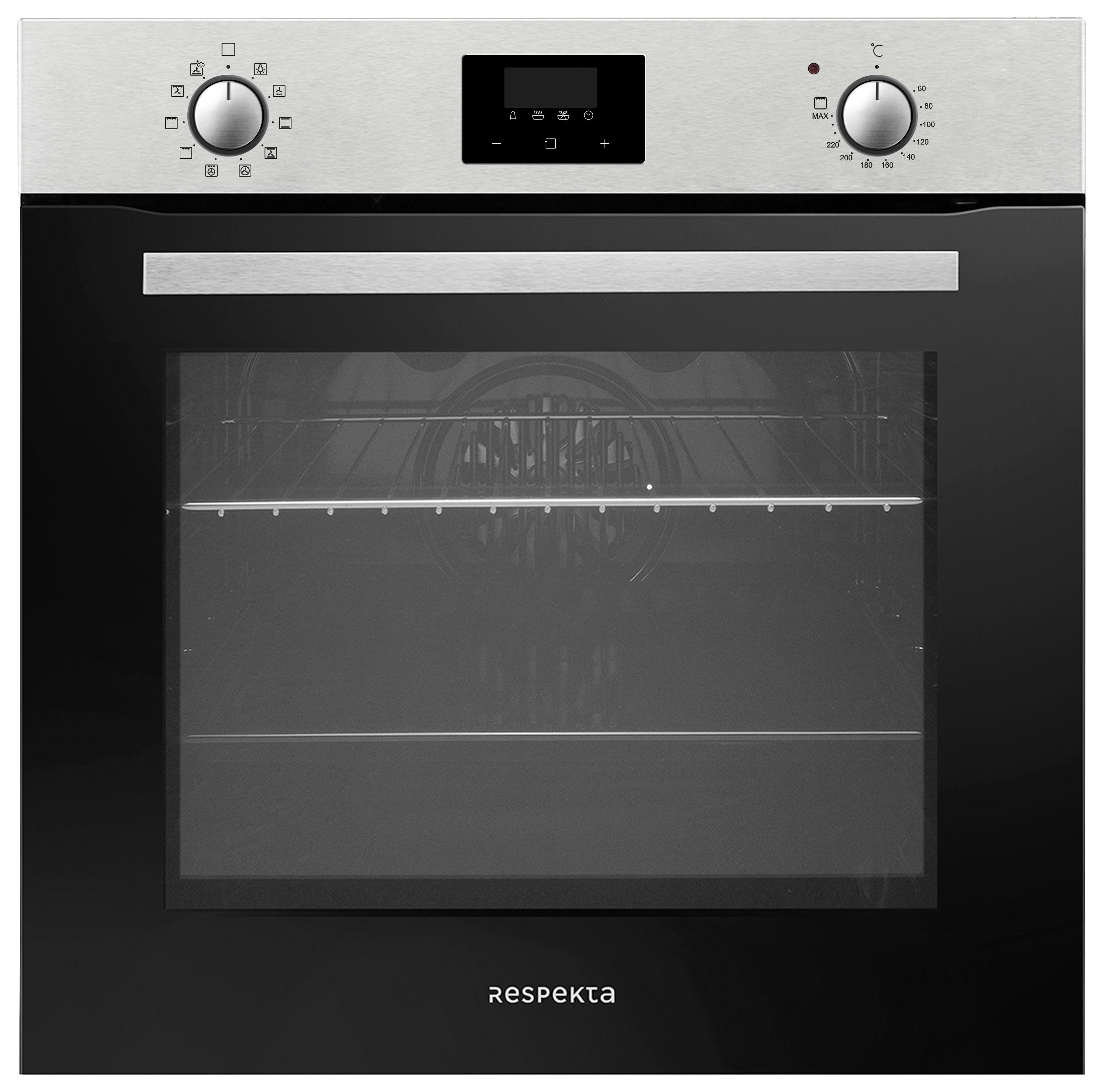 EINBAUBACKOFEN Schwarz B: 59,4cm - Schwarz, Trend, Glas/Metall (59,4/59,5/52,1cm) - Respekta