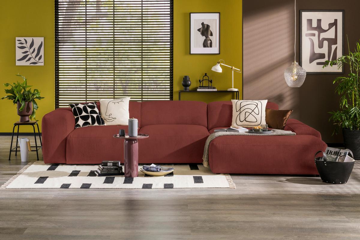 ECKSOFA Hannah Rot 343x170 cm - Rot/Schwarz, Design, Textil (343/170cm) - MID.YOU