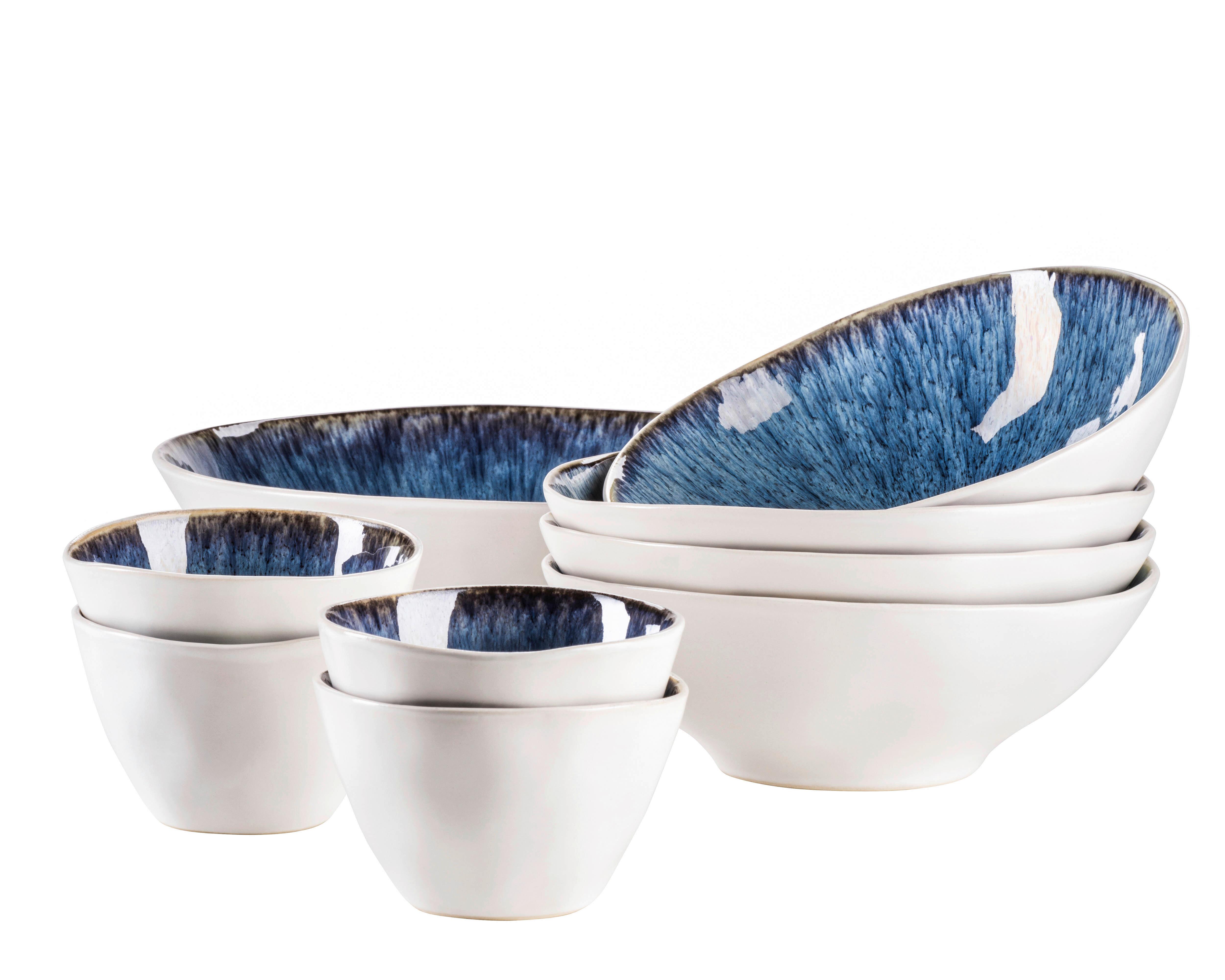 Schüsselset Frozen Keramik 9--Teilig. Blau