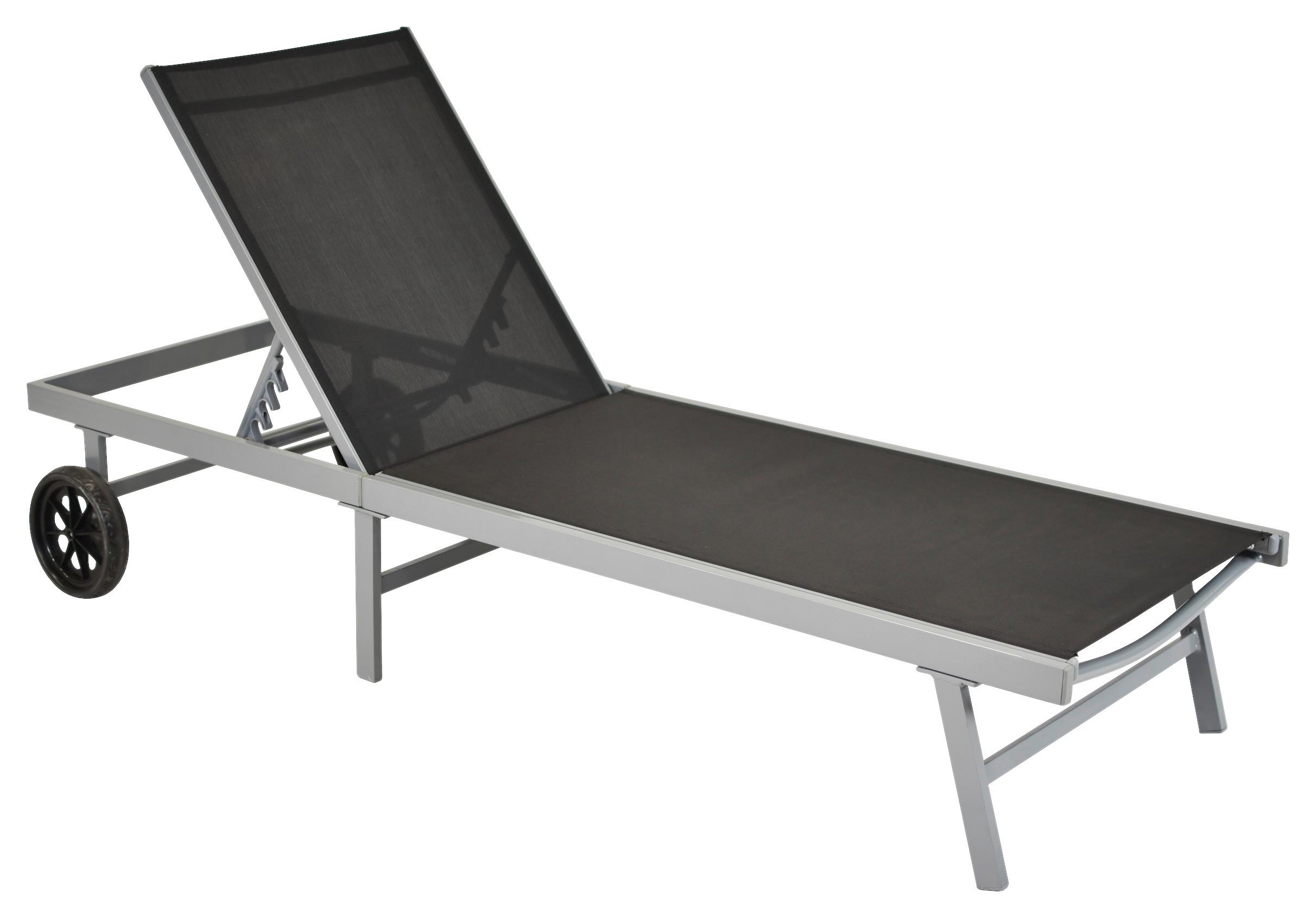 Sonnenliege Tessin Metall/Kunststoff mit Rollen - Silberfarben/Grau, MODERN, Kunststoff/Metall (201/98/65cm) - Gardenson