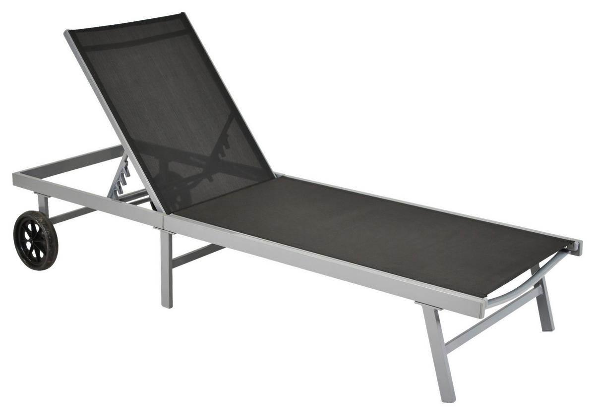 Sonnenliege Tessin Metall/kunststoff Mit Rollen - Silberfarben/Grau, MODERN, Kunststoff/Metall (201/98/65cm) - Gardenson