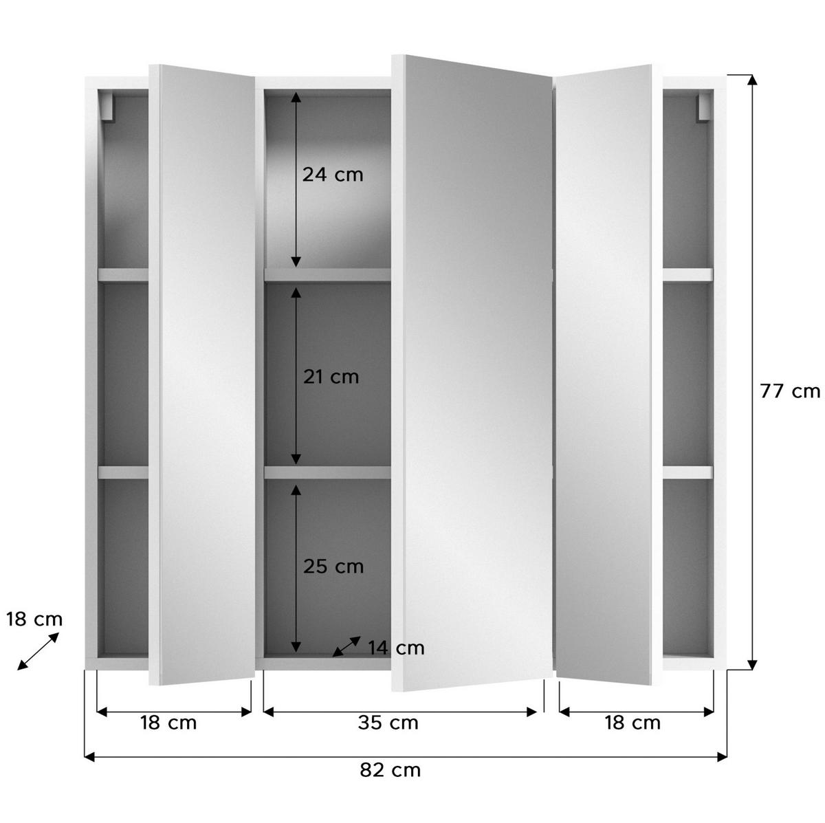 Badezimmer Vira Weiß, inkl. LED - Weiß Hochglanz/Schwarz, MODERN, Holzwerkstoff (82cm) - MID.YOU