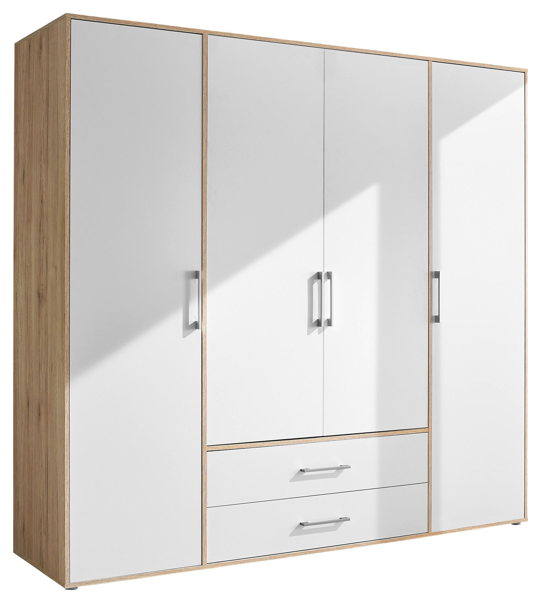 Kleiderschrank 4trg Lembo Artisan Eiche/weiß 206cm - Weiß/Eiche Artisan, Basics, Holzwerkstoff (206/195/60cm)