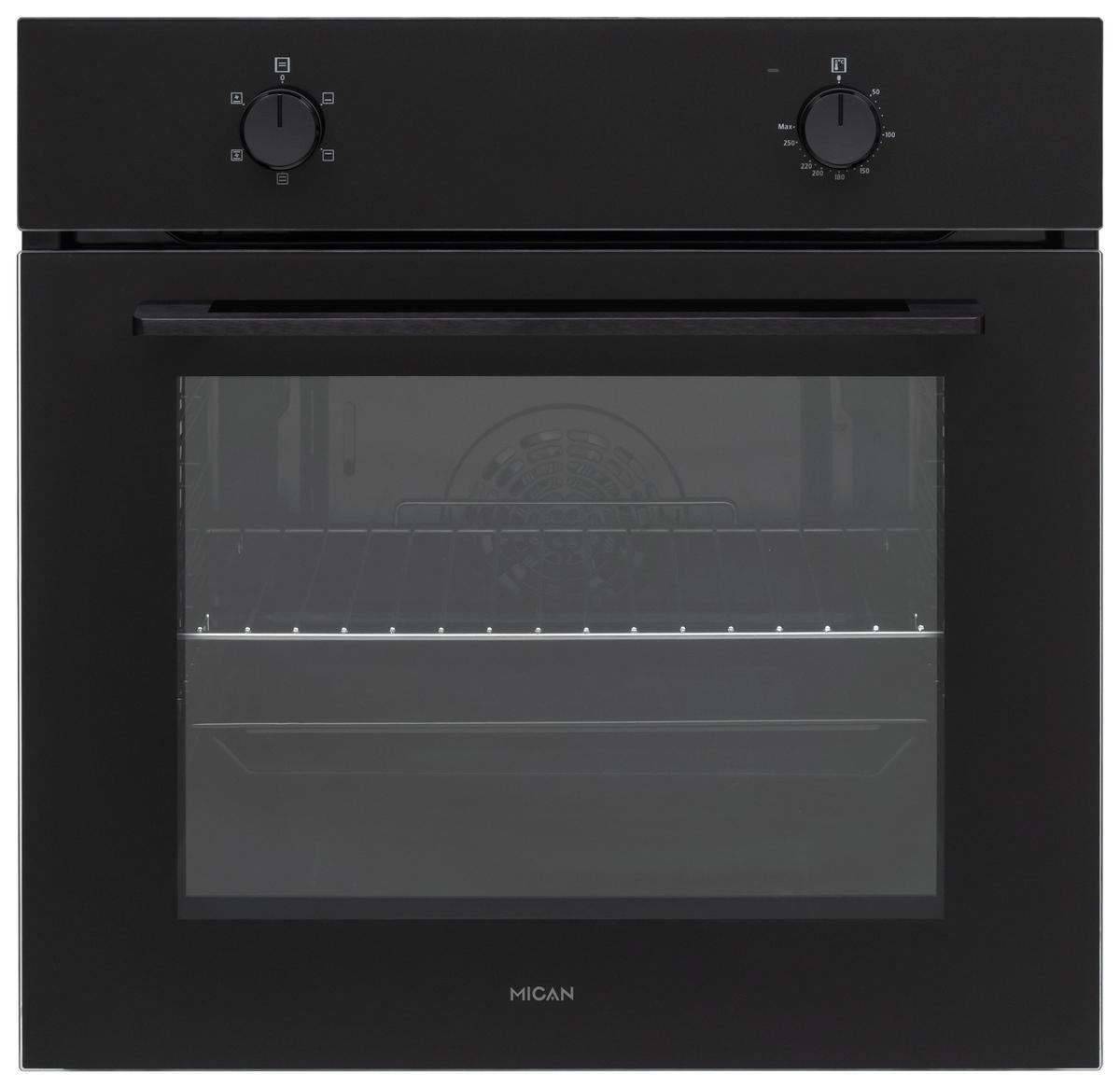 Einbaubackofen Boaus65 - Schwarz, Basics, Glas/Metall (59,5/59,5/55-57cm) - Mican