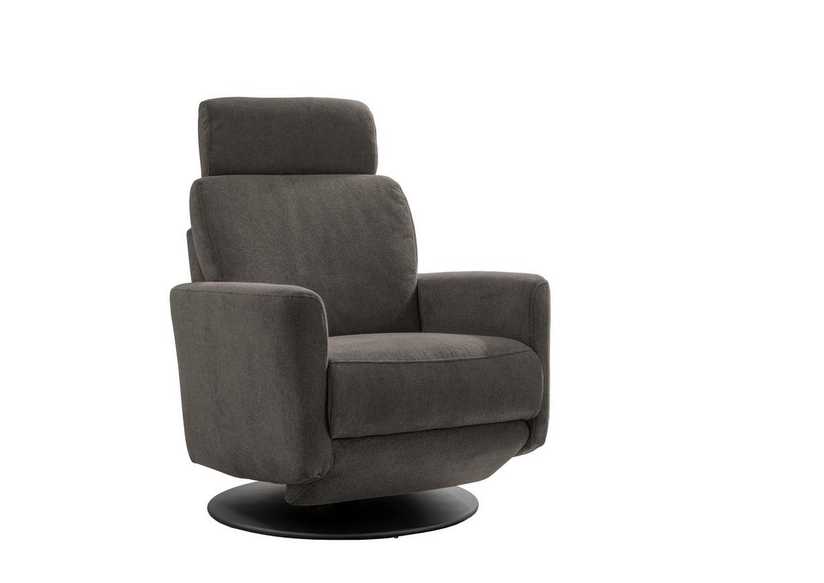 Relaxsessel Centrale T: 87-154 Cm, Graubraun - Graubraun/Schwarz, MODERN, Textil (77/105/87-154cm) - Livetastic