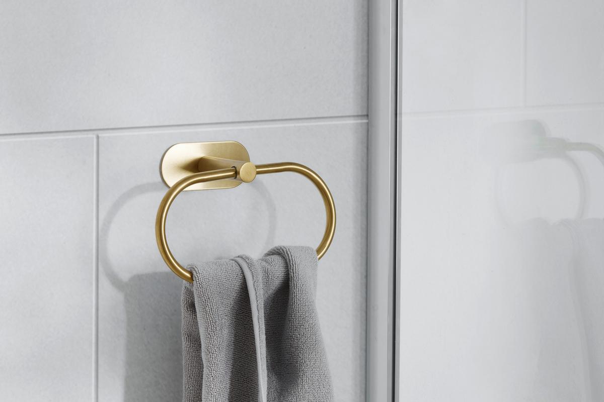 Držák na ručníky OREA GOLD MATT - barvy zlata, Lifestyle, kov (20,5/12,5/7,5cm) - Mömax
