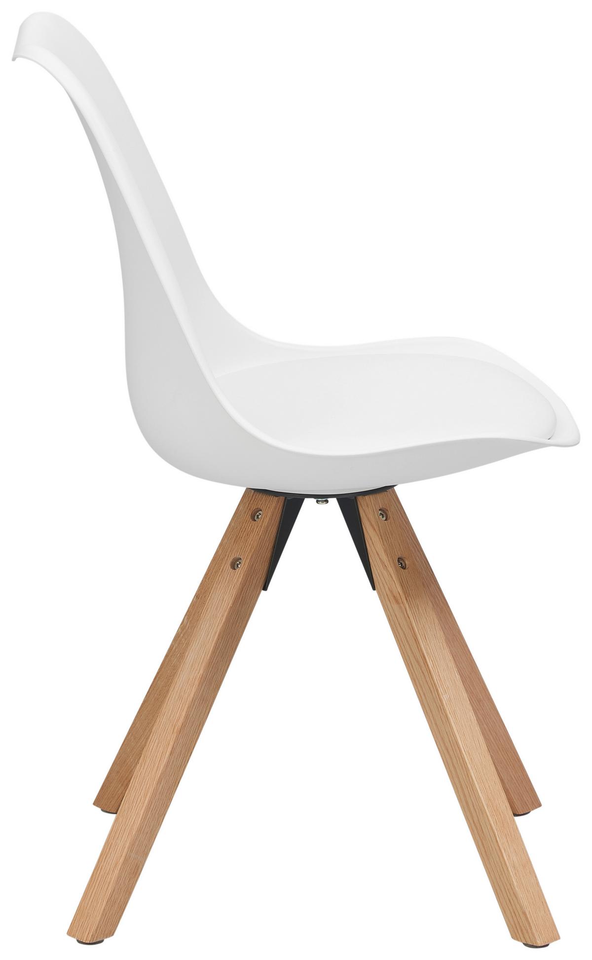 Schalenstuhl Vilnius Weiß - Weiß/Naturfarben, LIFESTYLE, Holz/Kunststoff (48,5/84/55cm) - MID.YOU