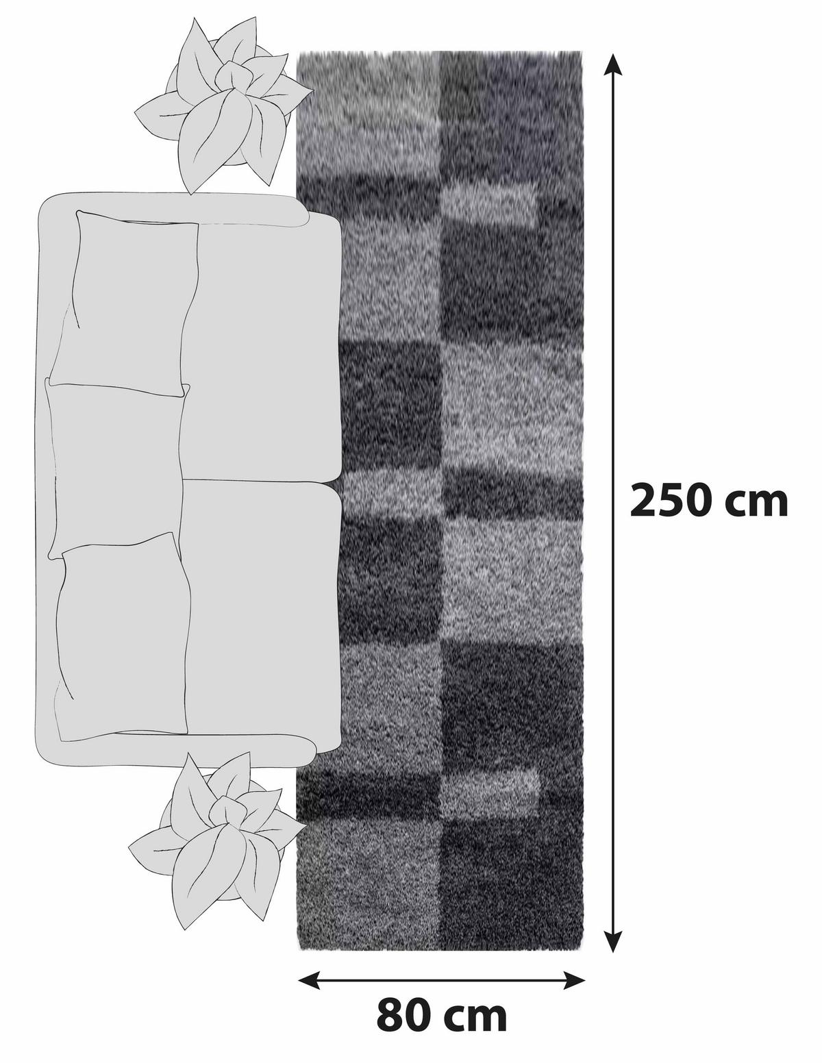 Hochflor Teppich Grau Gala 80x250 cm - Grau, Design, Textil (80/250cm)