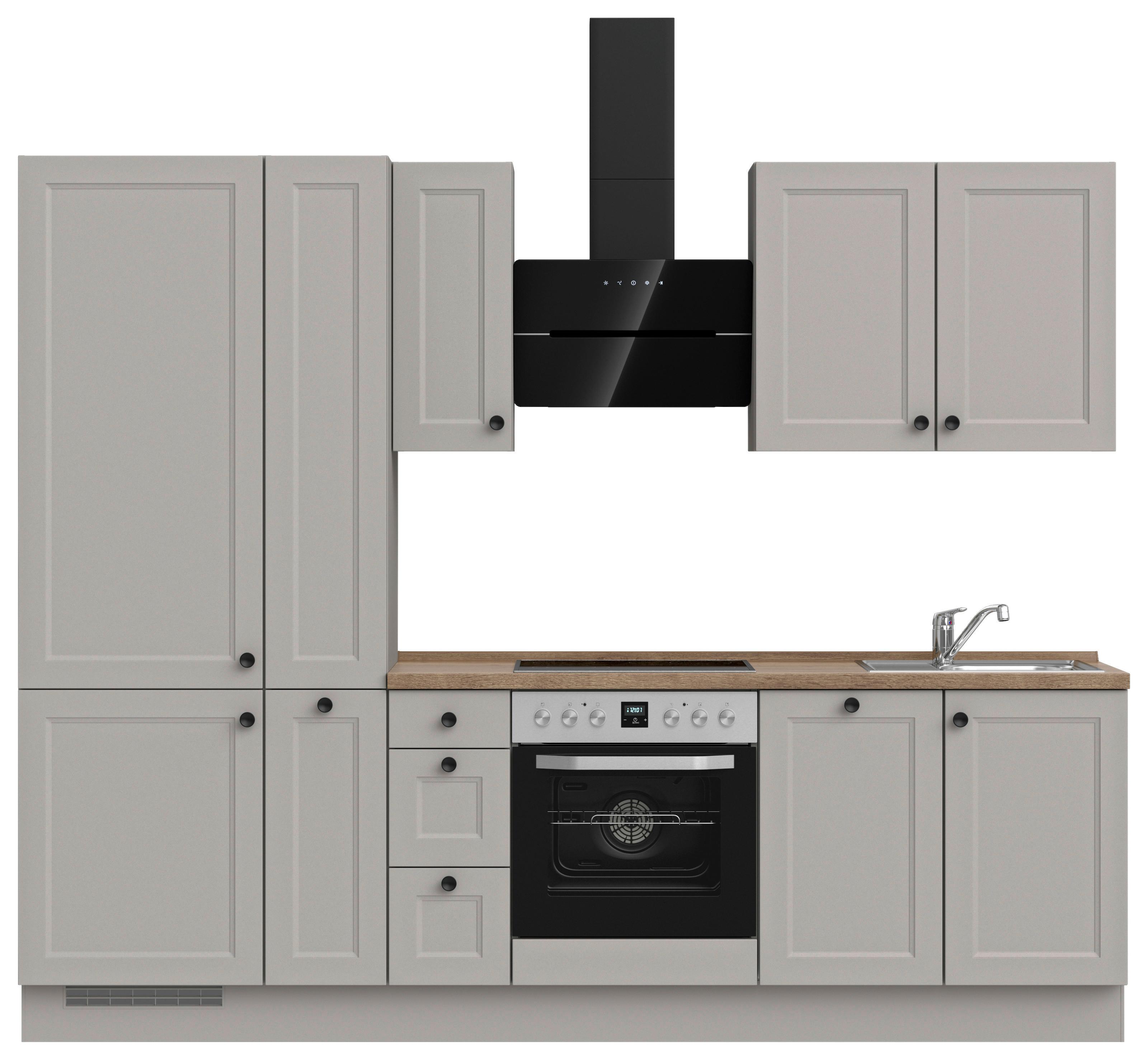 Kuchynská linka 270 cm, kamenná sivá supermatná - čierna/sivá, Modern, kov/kompozitné drevo (270cm) - Nobilia