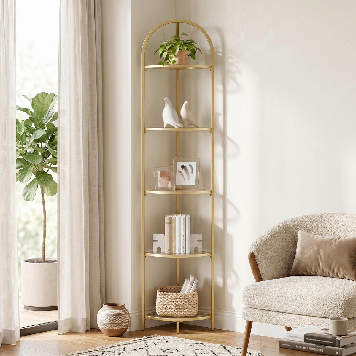 ECKREGAL Goldfarben B: 28 cm - Goldfarben, Trend, Glas/Metall (28/158/28cm) - MID.YOU