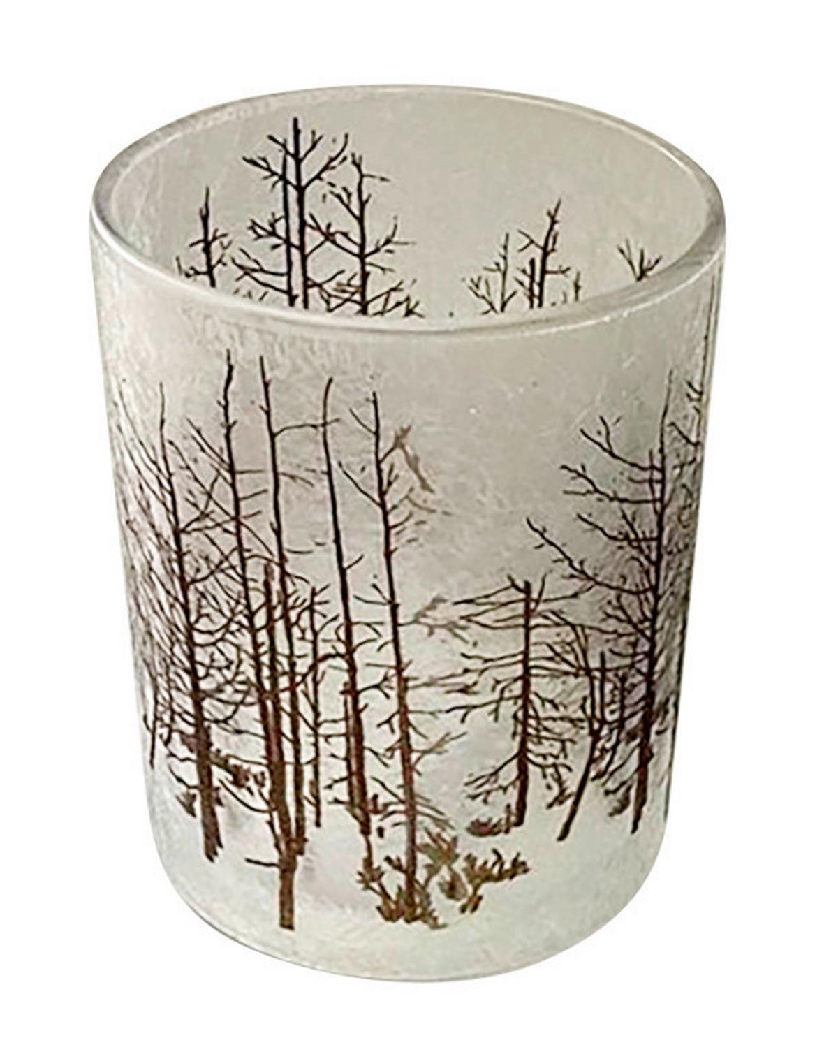 Teelichtglas Laura - Braun/Weiß, KONVENTIONELL, Glas (10/12,5cm) - Luca Bessoni