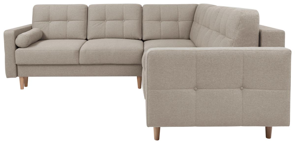 Eckschlafsofa Noret Beige S: 242/242 Cm - Beige/Eiche Wotan, KONVENTIONELL, Textil (242/242cm) - MID.YOU