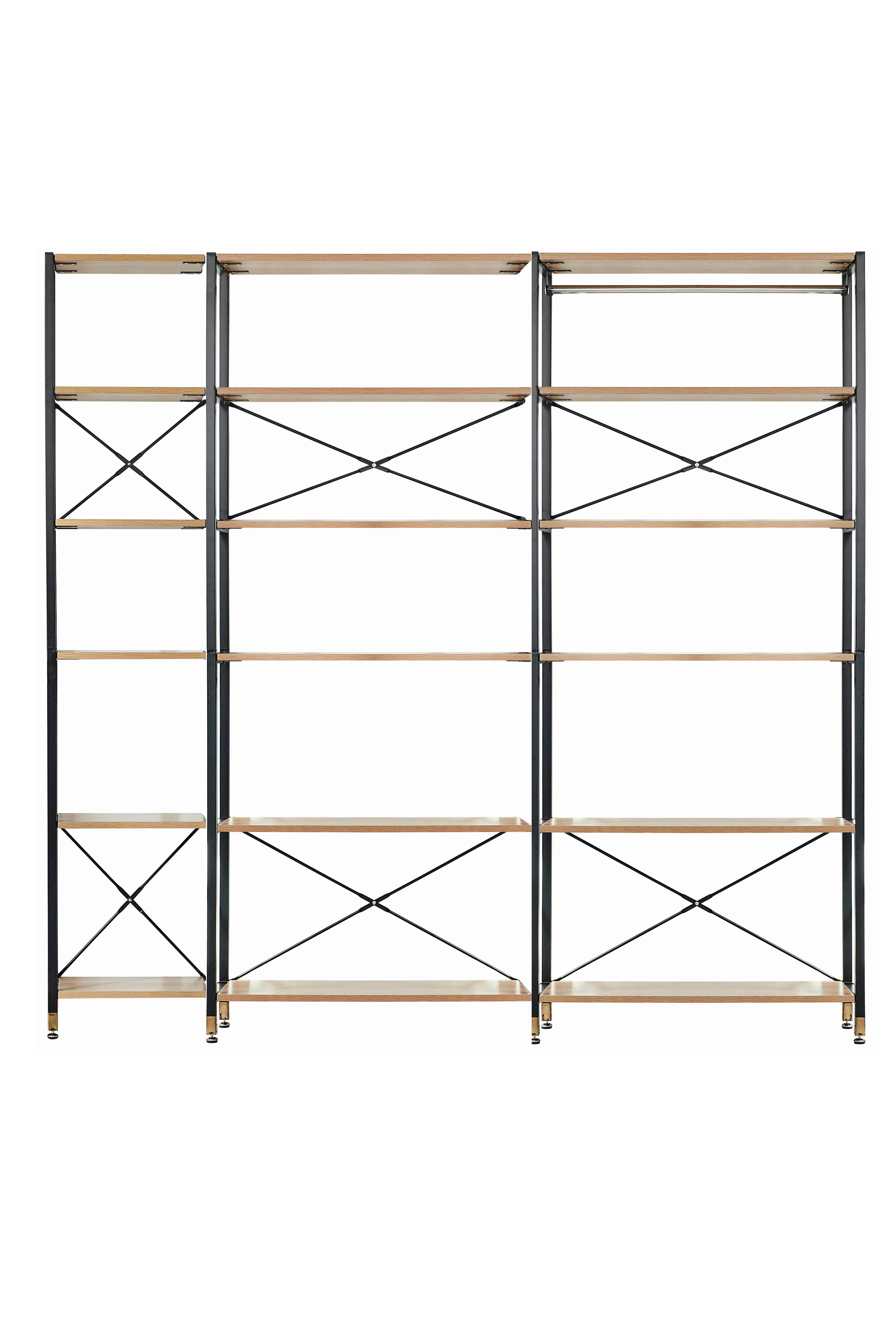 Regal Naturfarben/Schwarz B: 210 cm - Schwarz/Naturfarben, Design, Holzwerkstoff/Metall (210/210/30cm) - Livetastic