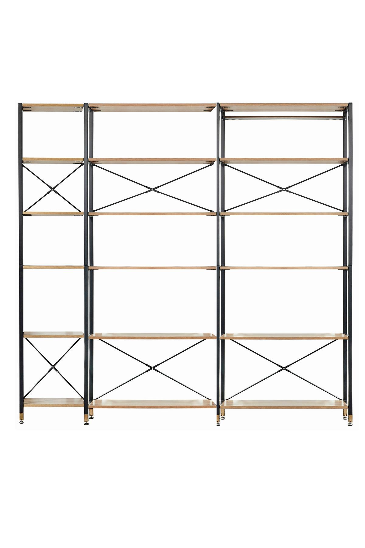 Regal Naturfarben/schwarz B: 210 Cm - Schwarz/Naturfarben, Design, Holzwerkstoff/Metall (210/210/30cm) - Livetastic