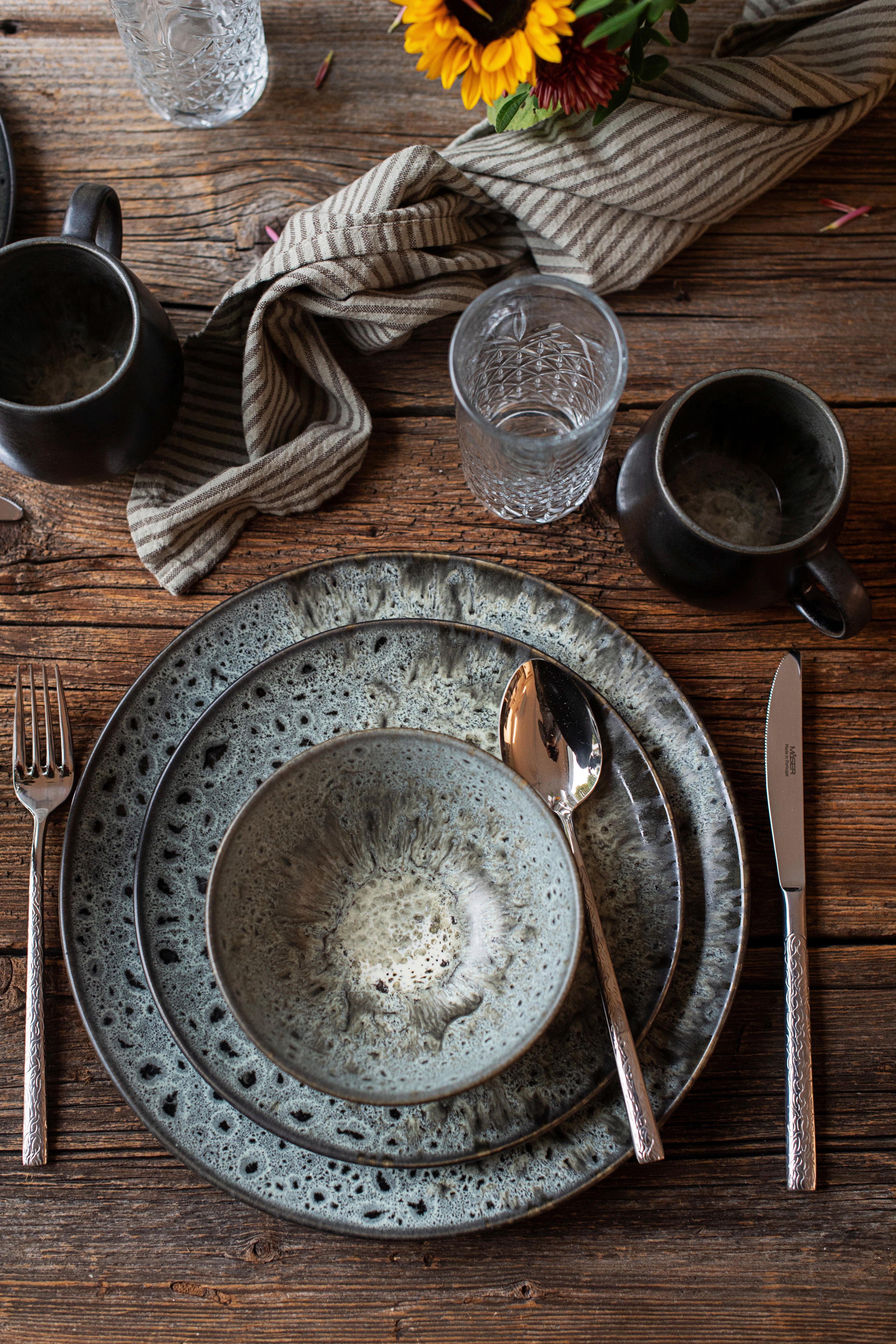 Frühstücksset Carellia Grau, 12-Teilig - Grau, Trend, Keramik - Mäser