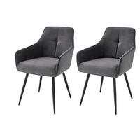 Armlehnstuhl-Set Verona II S 2er-Set - Anthrazit/Schwarz, MODERN, Textil/Metall (55/85/61cm) - MID.YOU