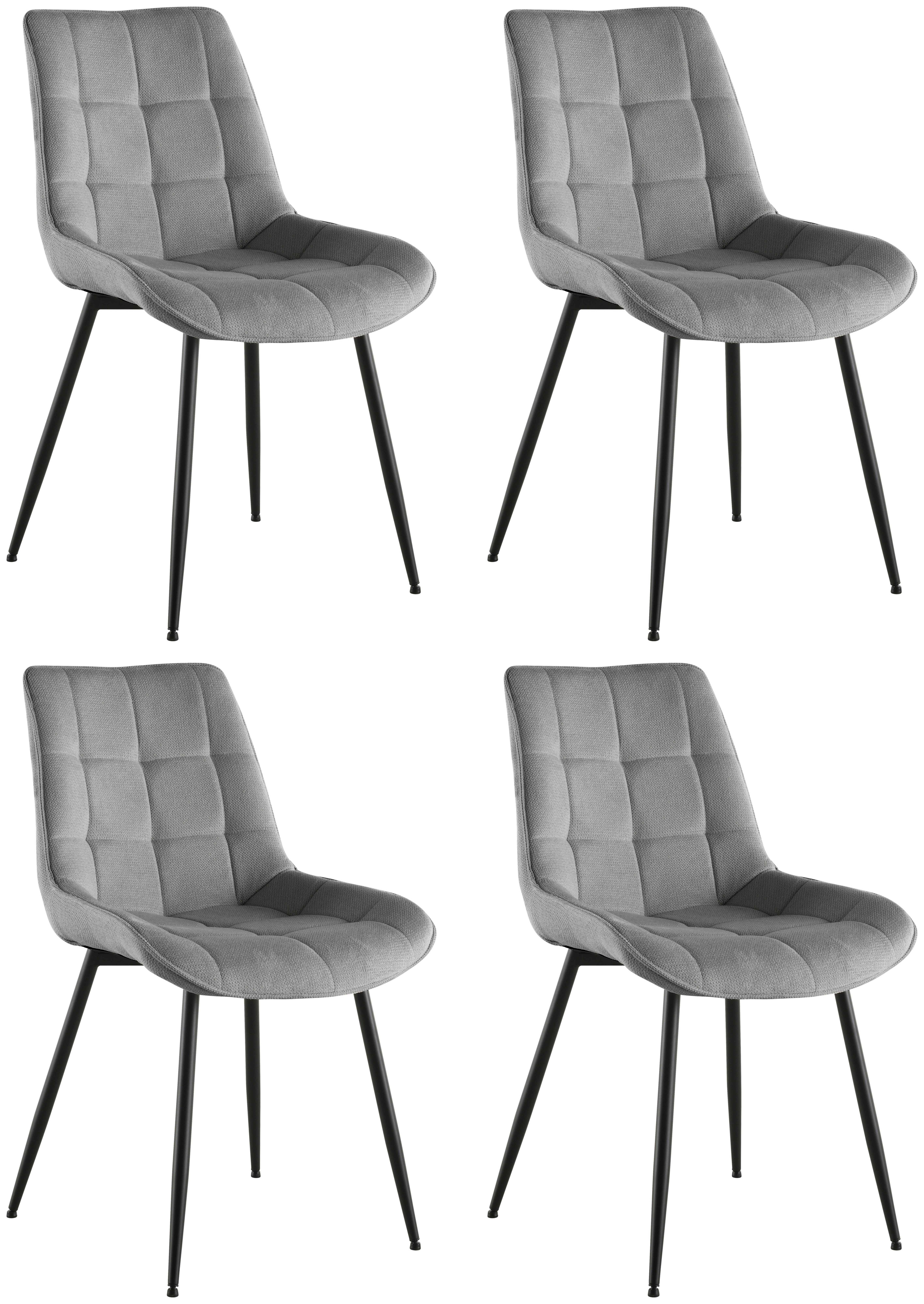STUHL-SET LENNY - Schwarz/Grau, LIFESTYLE, Holz/Textil (54/88/60cm) - Livetastic