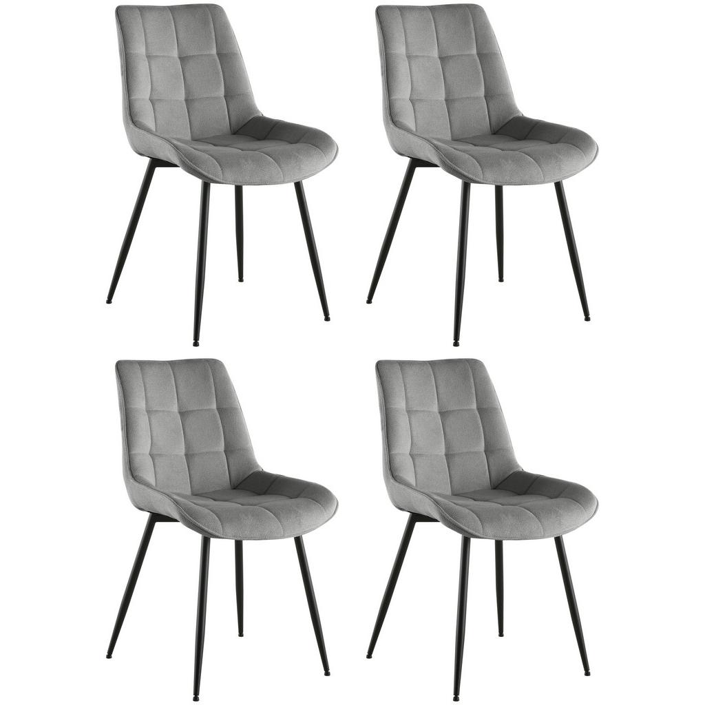 Polsterstuhl-Set Lenny Leinenoptik Grau