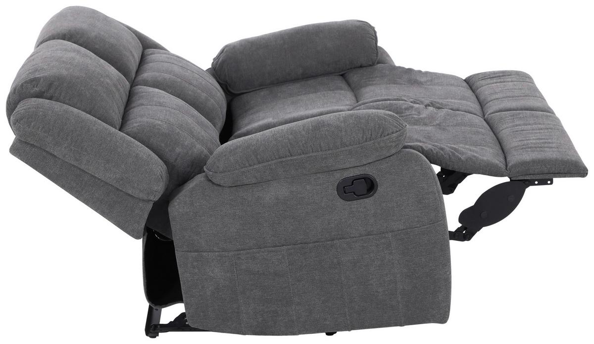 2-Sitzer-Sofa + Relaxfunktion Chester Grau B: 153 cm - Schwarz/Grau, Basics, Textil (153/101/90cm) - P & B