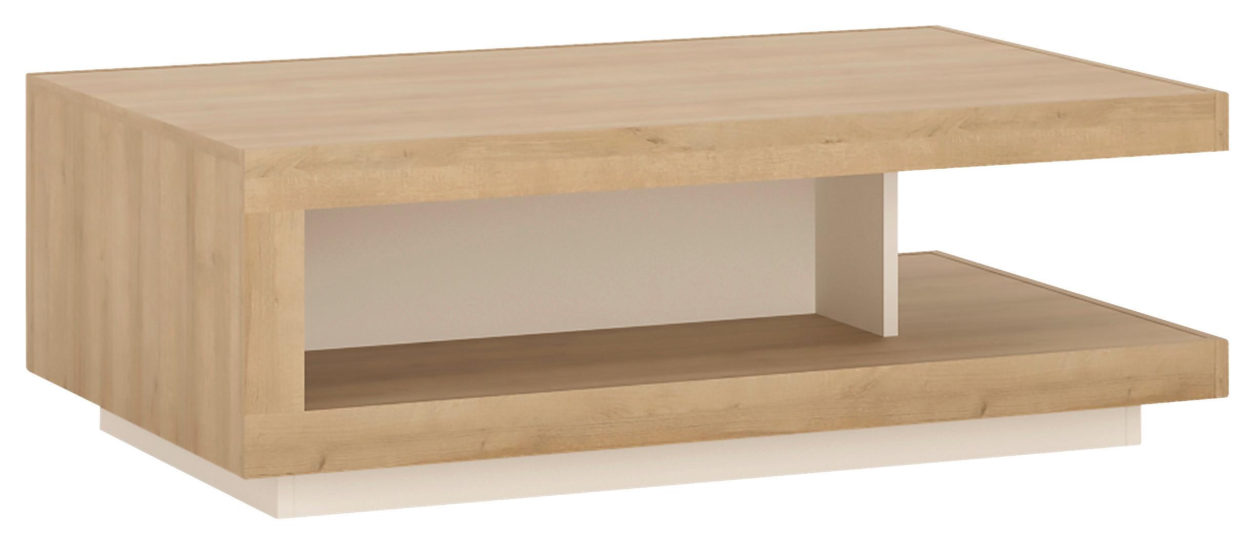 Couchtisch Lyon Hell Weiß/Eichefarben B: 105,6 cm - Eichefarben/Weiß, Trend, Holzwerkstoff (105,6/37,2/68,1cm)