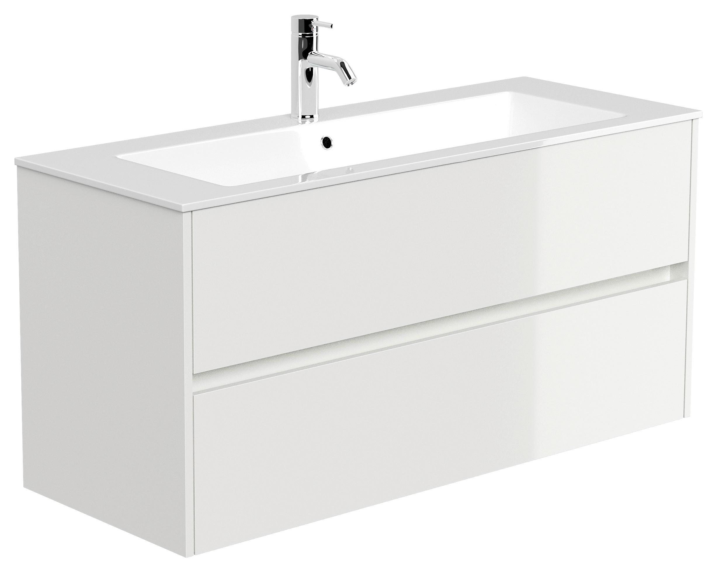 Waschtischkombi Limes Weiß Hg B: 120 Cm - Weiß Hochglanz/Weiß, MODERN, Holzwerkstoff/Stein (120/58,5/46,5cm) - MID.YOU