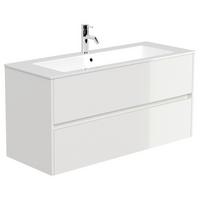 Waschtischkombi Limes Weiß Hg B: 120 Cm - Weiß Hochglanz/Weiß, MODERN, Holzwerkstoff/Stein (120/58,5/46,5cm) - MID.YOU