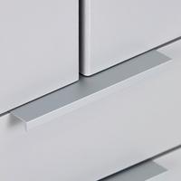 Drehtürenschrank ALABAMA EXTRA aus Dekor in Grau/Artisan Eiche mit 3 Laden Detail Griffe