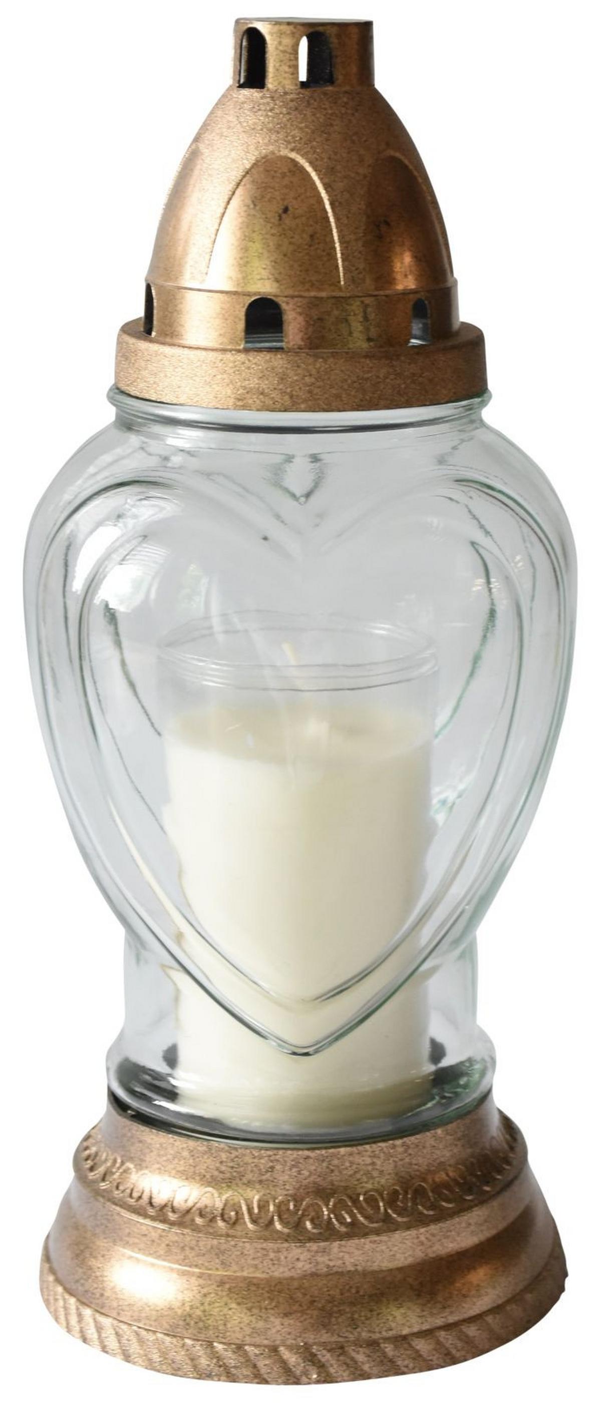 Grabkerze Timothy - Klar/Transparent, KONVENTIONELL, Glas/Naturmaterialien (11,2/25,4cm) - Ondega