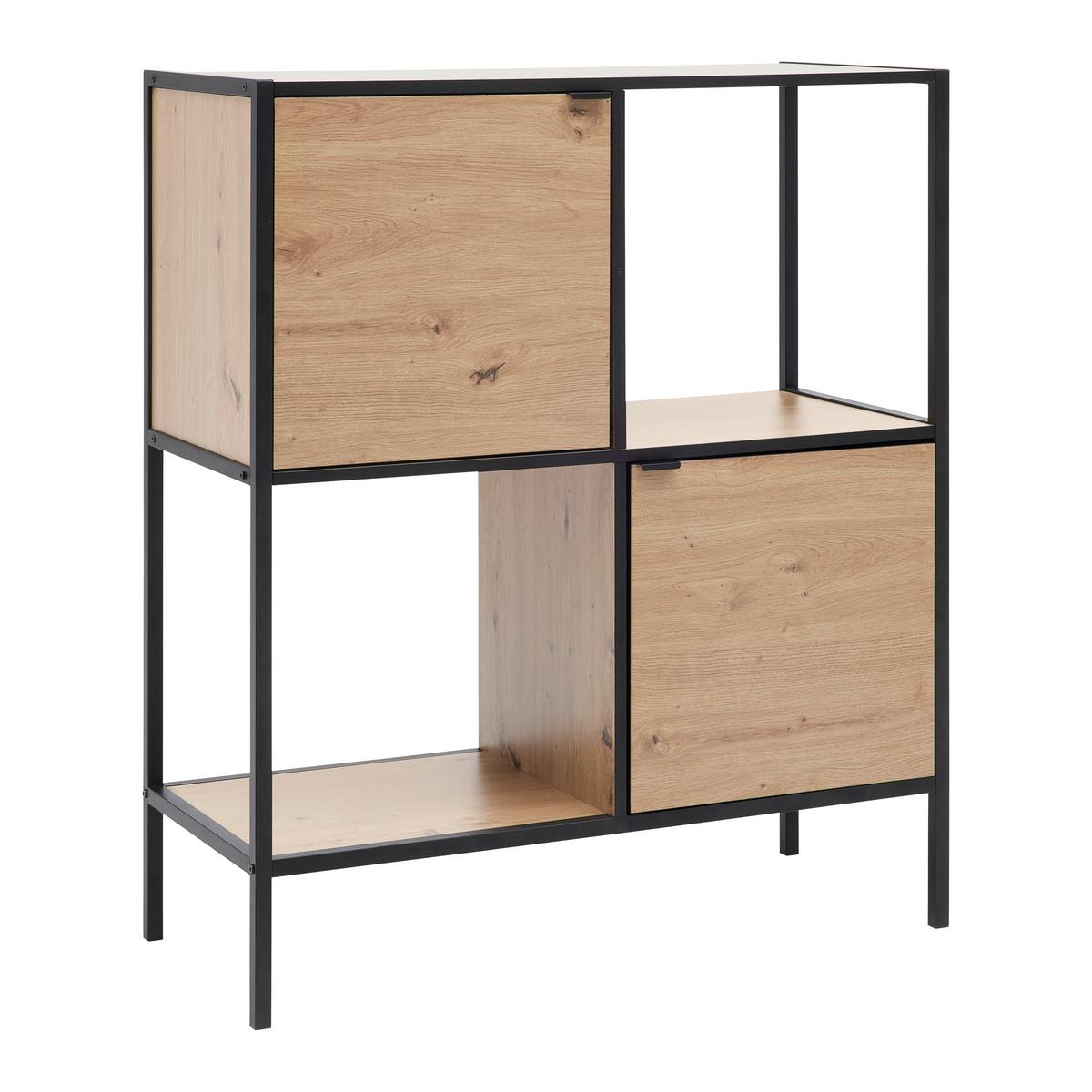 REGÁL QUEENS -EXKLUSIV- - čierna/prírodná farba, Modern, kov/kompozitné drevo (90/106/40cm) - Mömax