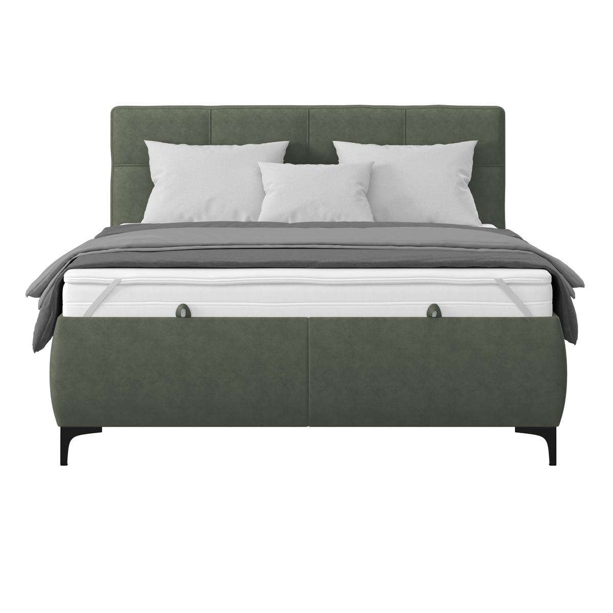 Polsterbett Zeni 140 - Jadegrün/Schwarz, KONVENTIONELL, Holz/Textil (140/200cm)