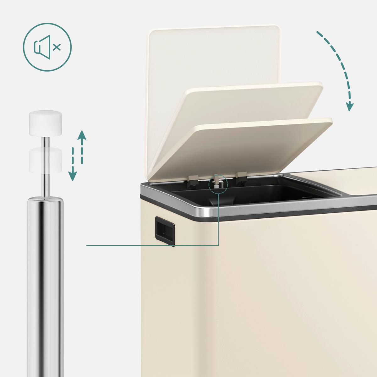 Abfallsammler Creme B: 59cm - Creme/Schwarz, Basics, Kunststoff/Metall (59/65,2/32,5cm)