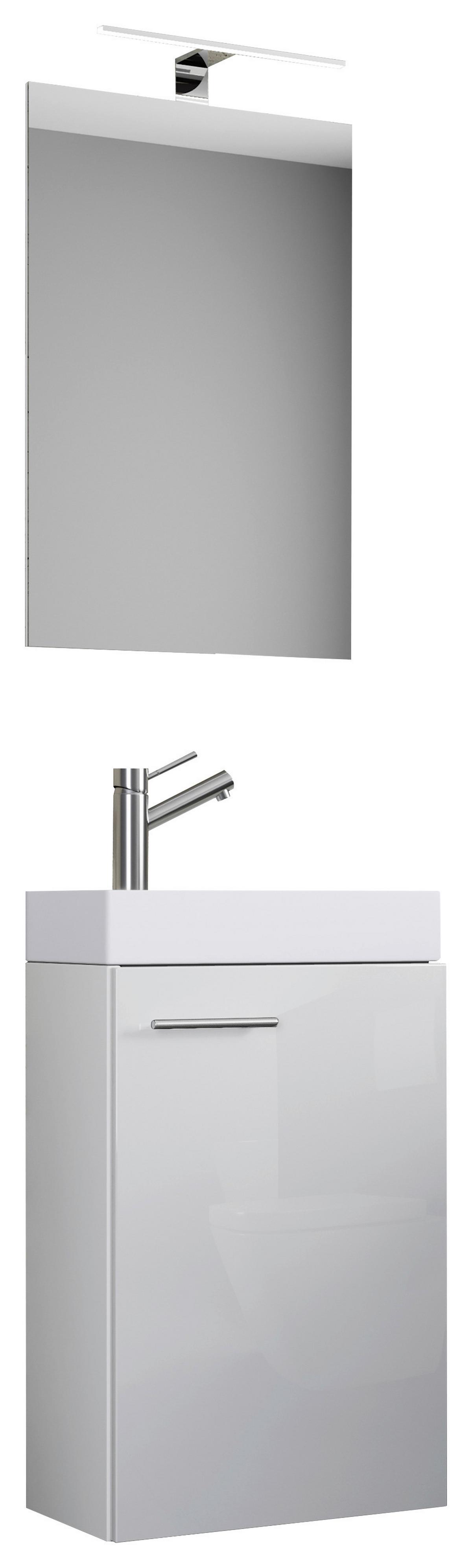 Gästebad 4-tlg. Inkl. Led Slito Hängend Weiß - Weiß, MODERN, Keramik/Holzwerkstoff (40cm) - MID.YOU