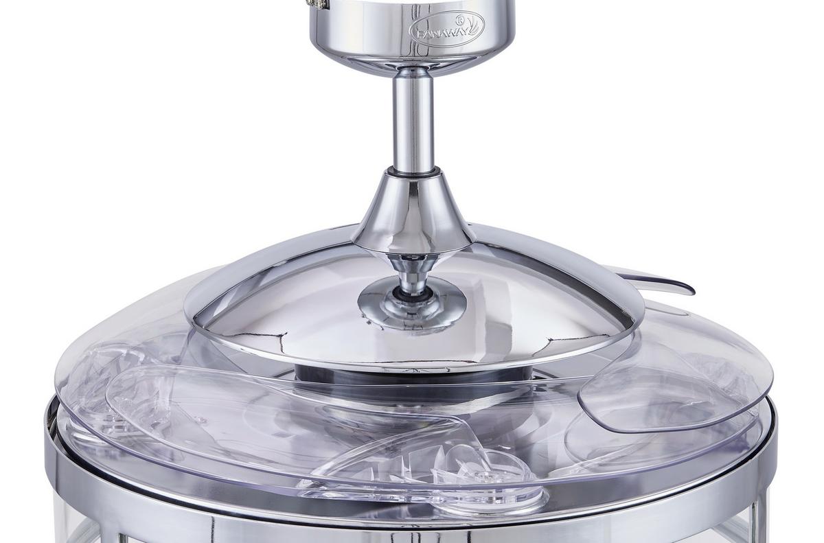 Deckenventilator Fanaway Chrom 4 Flügel, Led-Leuchte - Chromfarben/Transparent, Basics, Kunststoff/Metall (122/41cm) - P & B