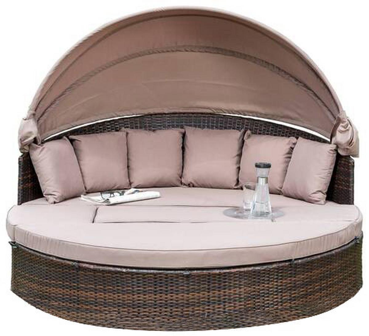 Gartenmuschel Riva Metall/ Kunststoff/Textil verstellbar - Taupe/Braun, KONVENTIONELL, Kunststoff/Textil (180/88/183cm) - Gardenson