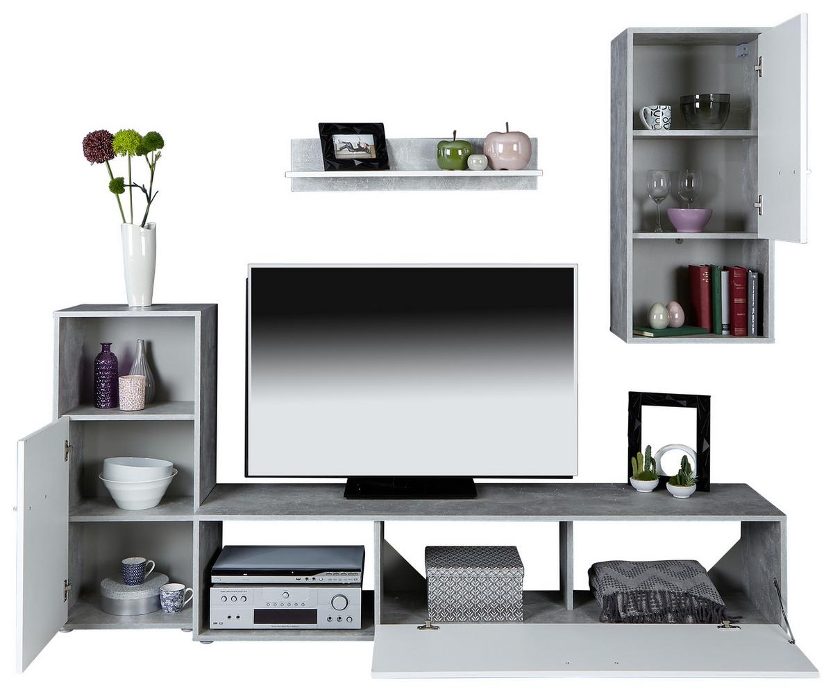 Vitrinkombináció Aran - világosszürke/fehér, Modern, faalapú anyag (221/183,5/40cm) - Best Price