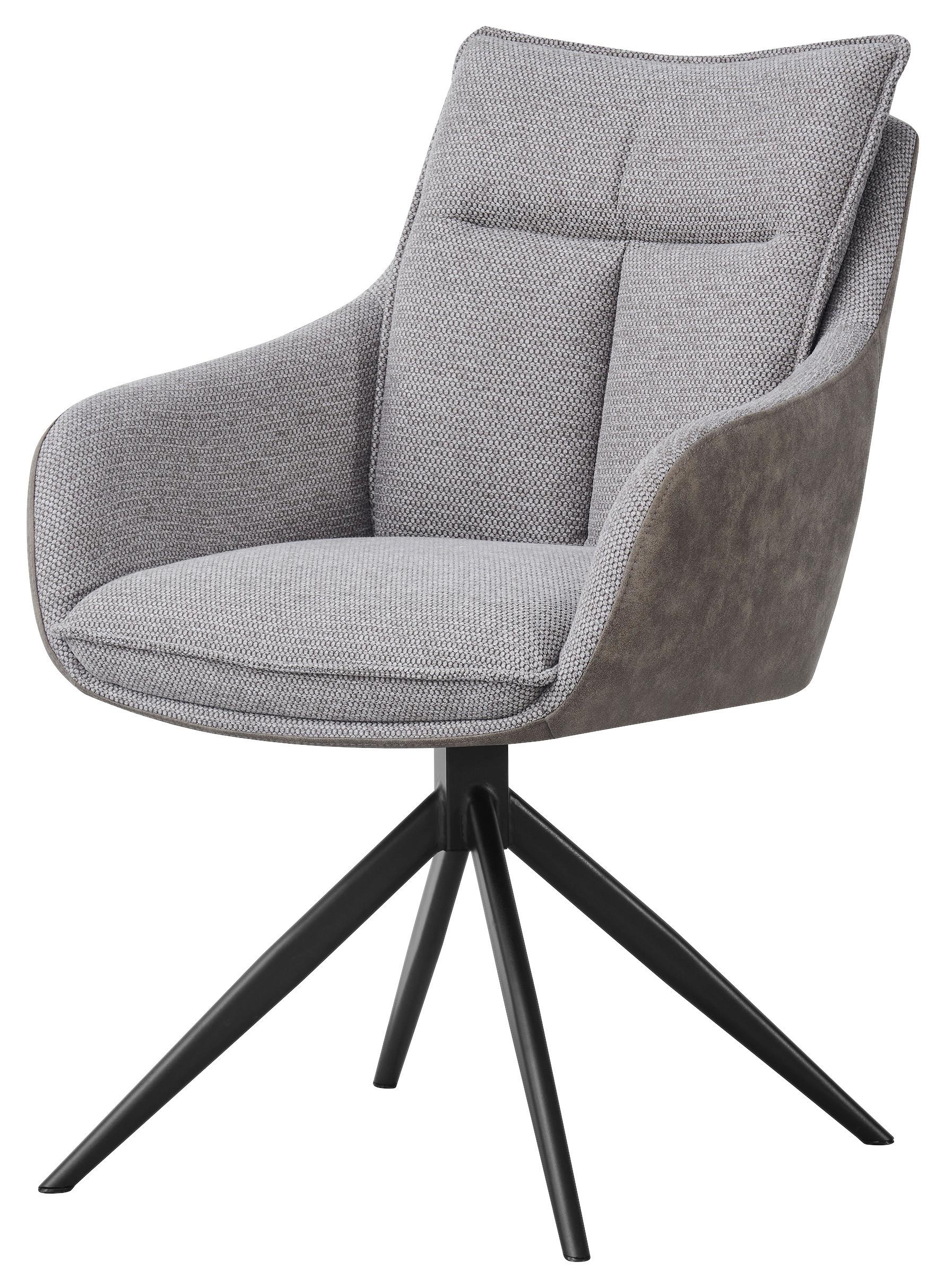 Armlehnstuhl Emilia II Webstoff braun, B: 60cm - Schwarz/Braun, MODERN, Holz/Textil (60/88/65cm)