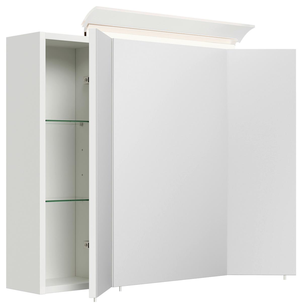 Spiegelschrank Weiß Hochglanz B: 80 Cm - Weiß Hochglanz, MODERN, Glas/Holzwerkstoff (80/62/17cm) - MID.YOU