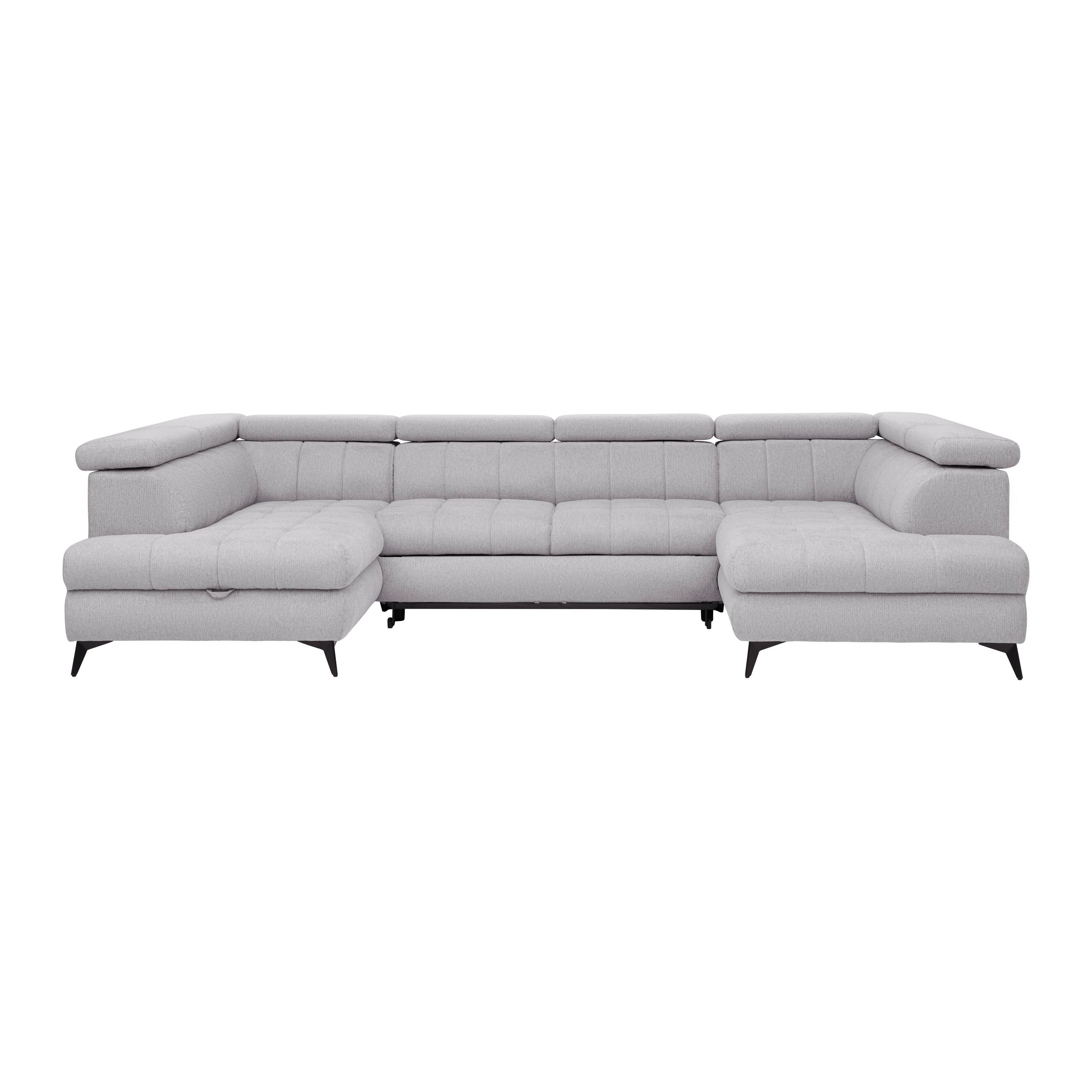 Sedacia súprava LOOK, ľavá, strieborná - čierna/strieborná, Modern, kov/drevo (195/82-100/343cm) - Mömax
