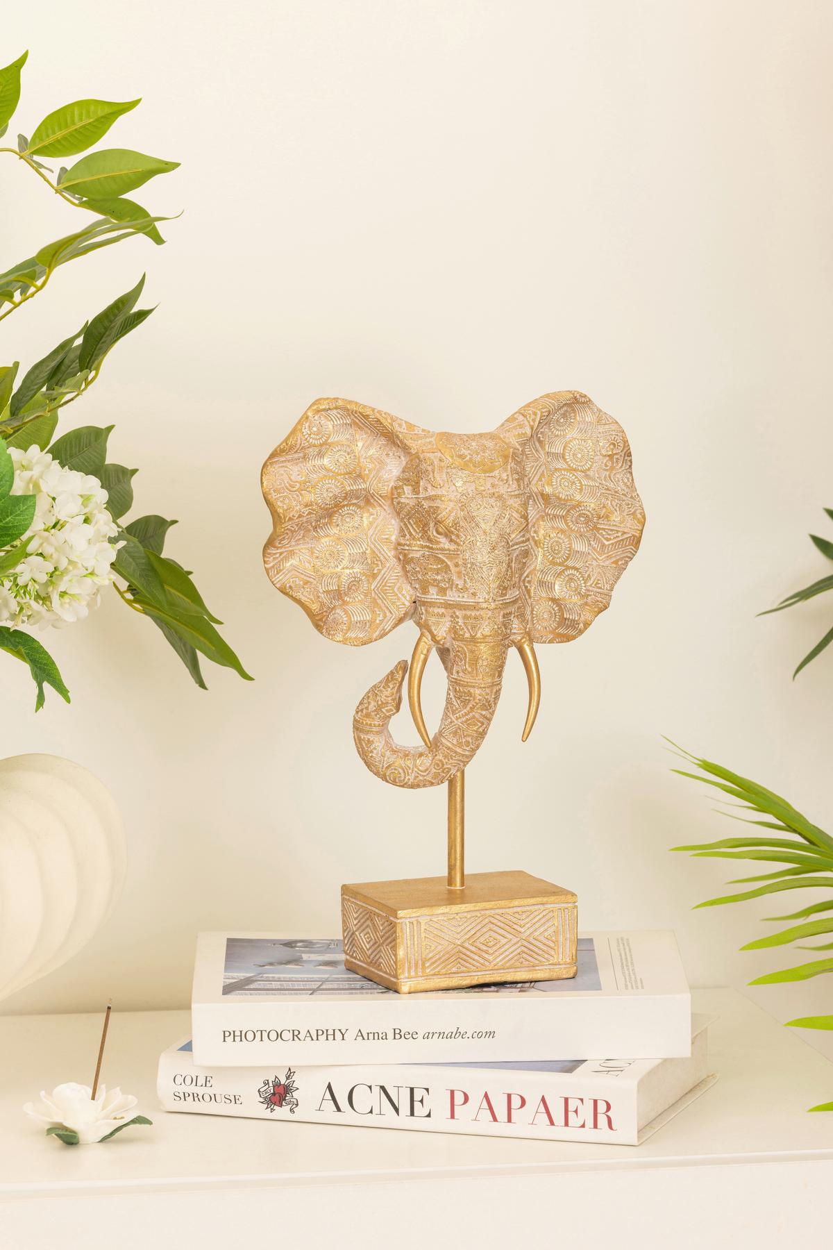 Dekoelefant Roya - Goldfarben, KONVENTIONELL, Kunststoff (20/7,5/28,5cm) - Luca Bessoni