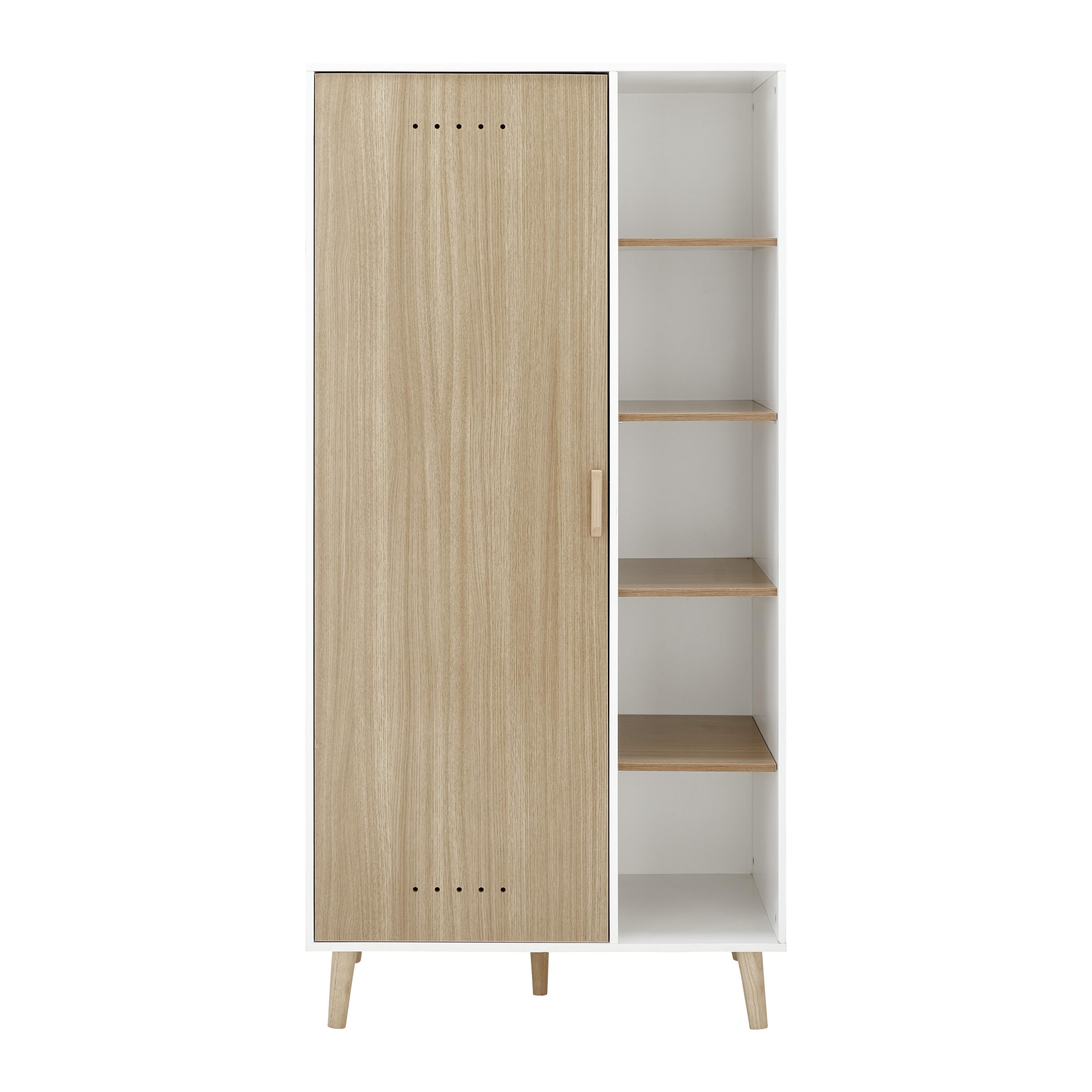 Dětská Šatní Skříň Poppa Bílá - bílá/přírodní barvy, Moderní, dřevo/kompozitní dřevo (90/185/55cm) - Bessagi Kids