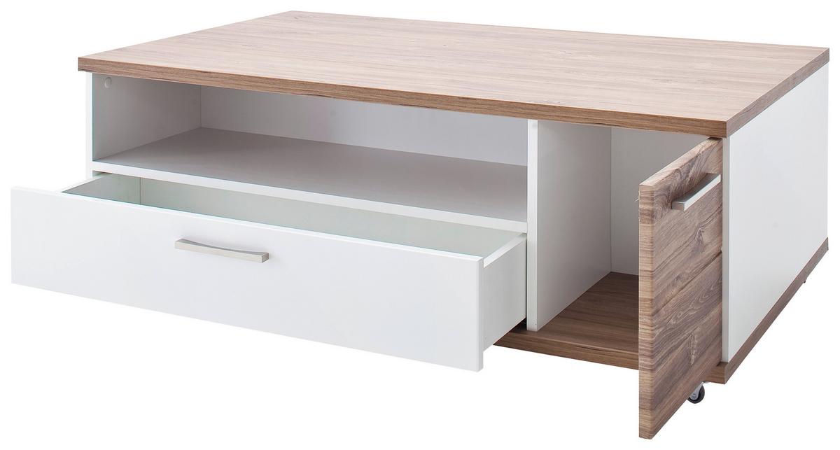 Couchtisch ausziehbar Luzern Weiß/Eiche Dekor - Eichefarben/Weiß, Design, Holzwerkstoff/Kunststoff (115/70/42cm) - Livetastic