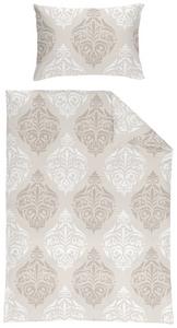 Edle Satin-Bettwäsche SIGRID in Beige mit Ornamenten