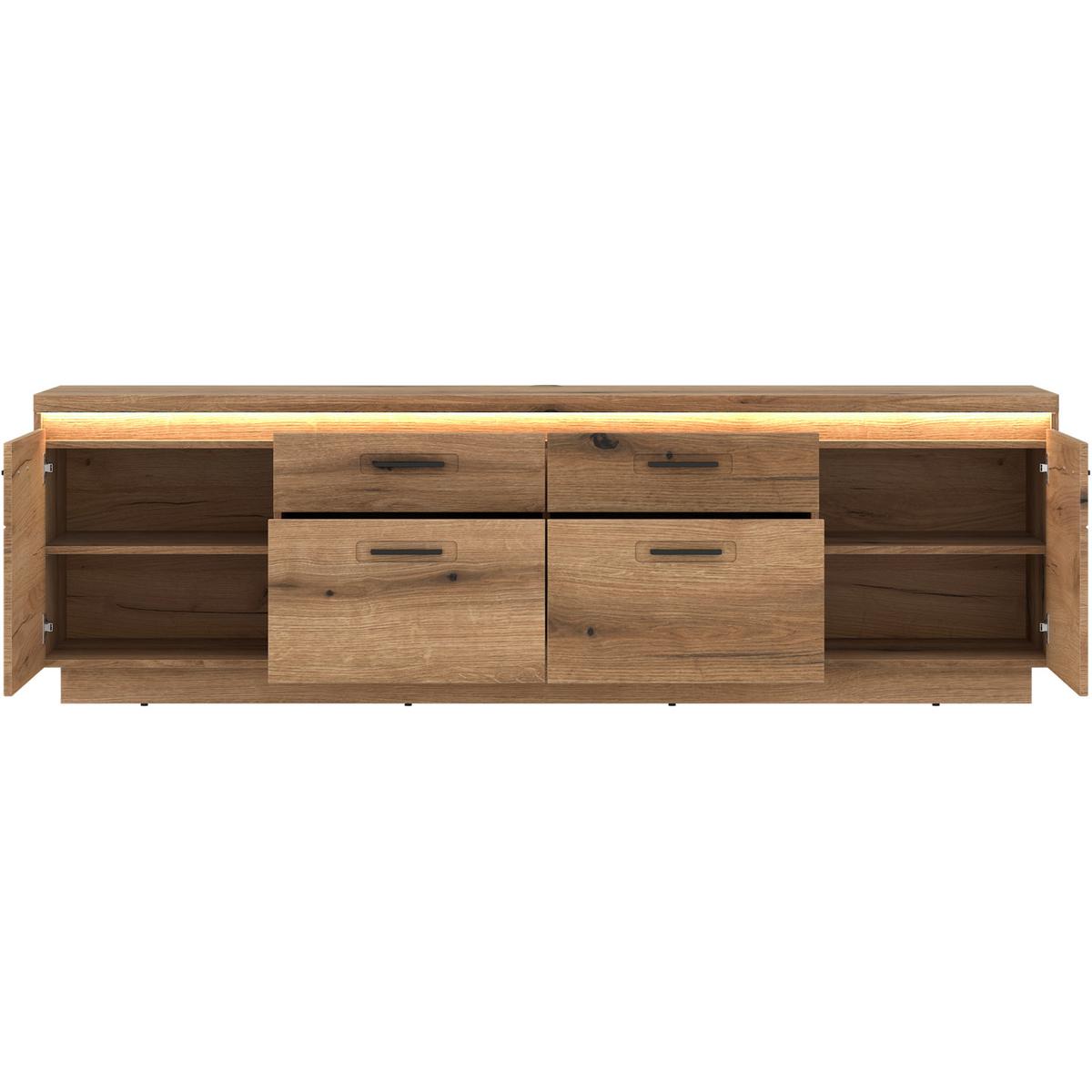 TV-ELEMENT Molina Eiche Dekor B: 210cm - Eichefarben/Schwarz, Basics, Holzwerkstoff (210/64,4/44,6cm)