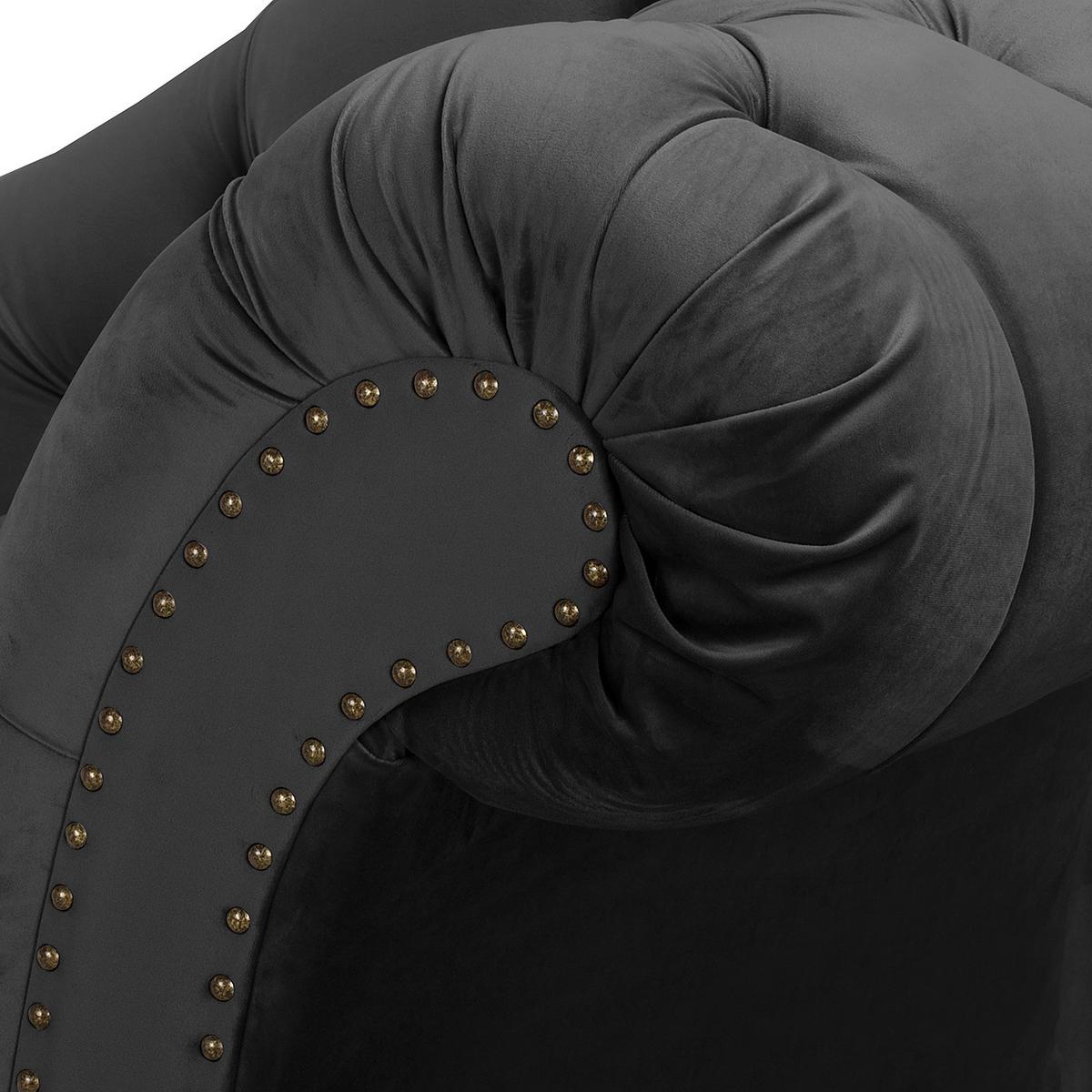 Récamiere Pako Schwarz B: 185cm - Schwarz/Braun, Design, Textil (185/93/75cm) - Livetastic