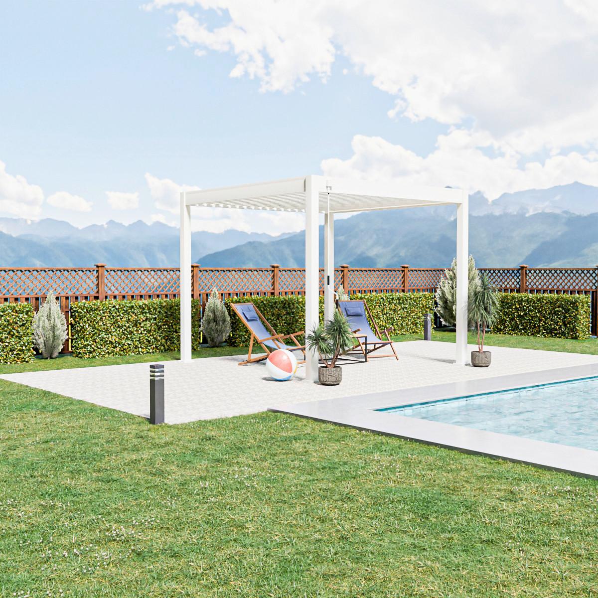 Pergola 300x300 Cm Wetterbeständig, Weiß - Weiß Hochglanz, Basics, Metall (300/255/300cm)