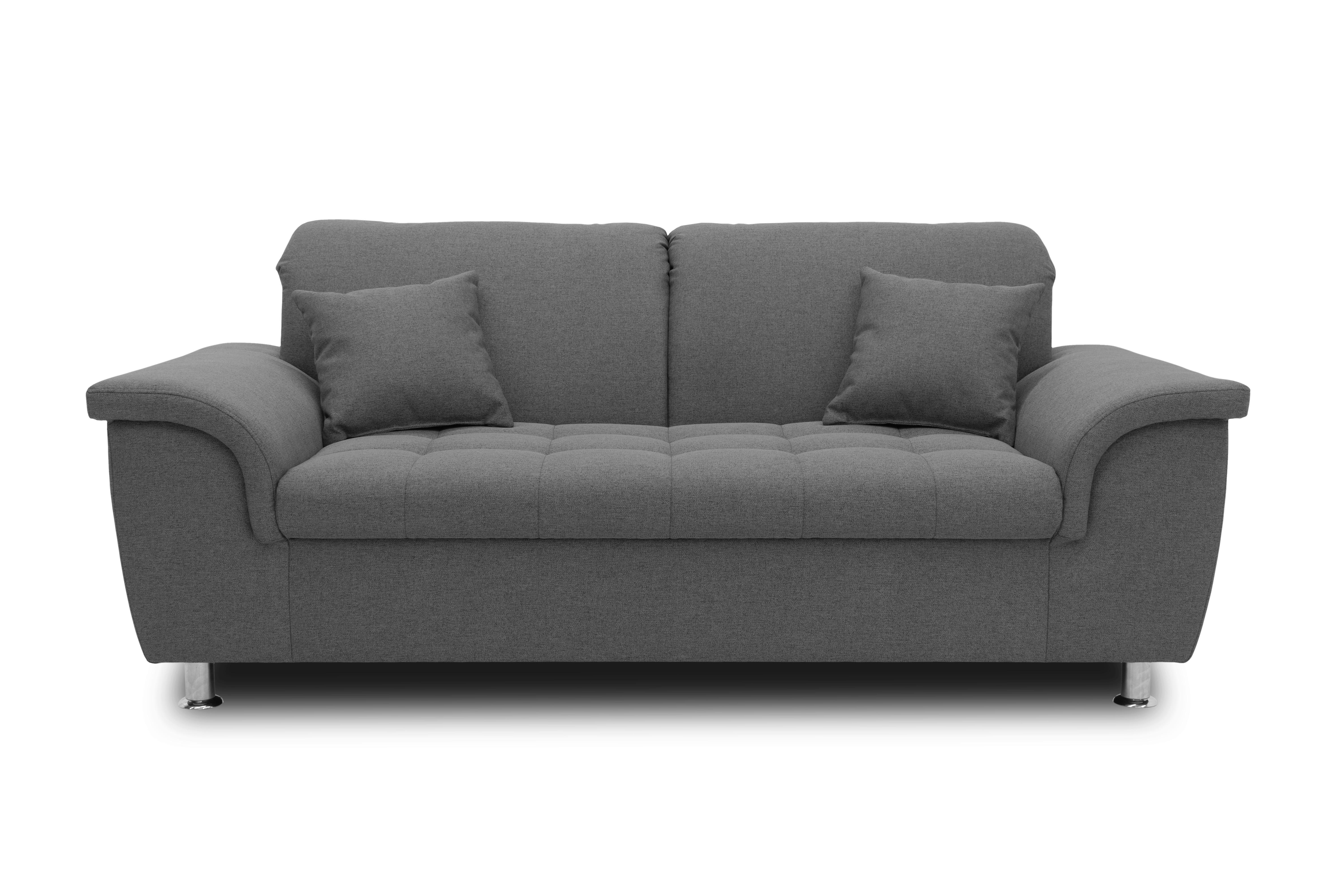 2-Sitzer-Sofa Kopfteil verstellbar Franzi Grau - Chromfarben/Grau, KONVENTIONELL, Textil (190/81/105cm) - MID.YOU