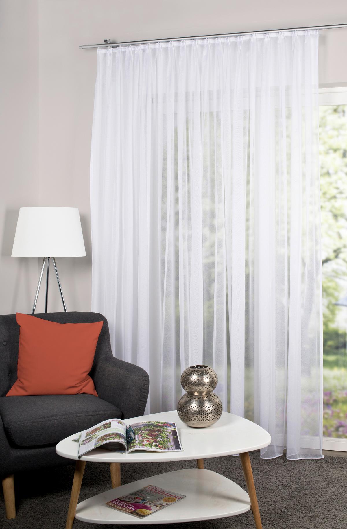 KUSOVÁ ZÁCLONA DAFNE - biela, Basics, textil (600/175cm) - Schmidt W. Gmbh