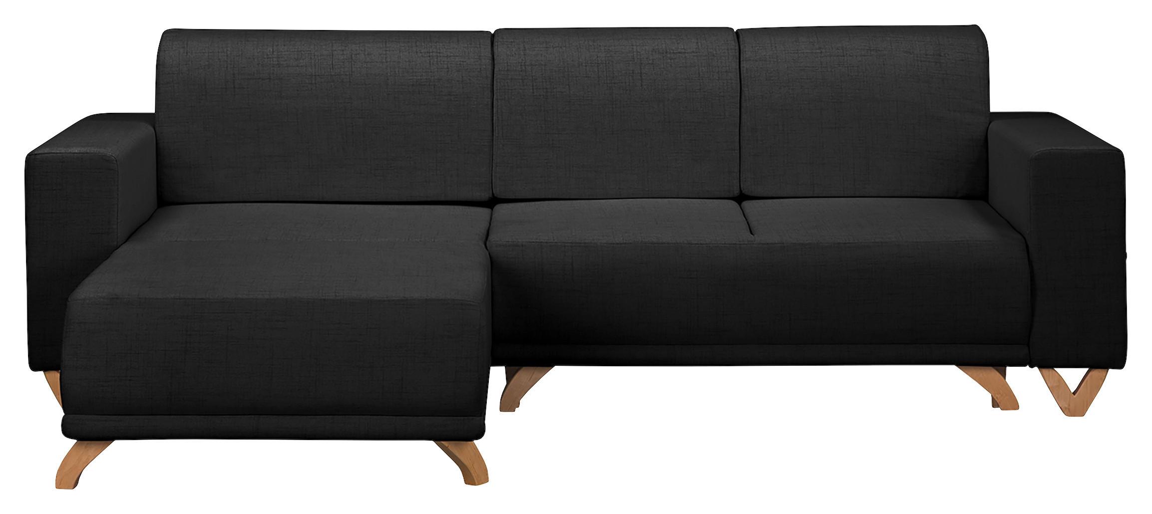 Ecksofa Bella Schwarz S: 257x174 cm - Wengefarben/Schwarz, Design, Textil (257/174cm) - Livetastic