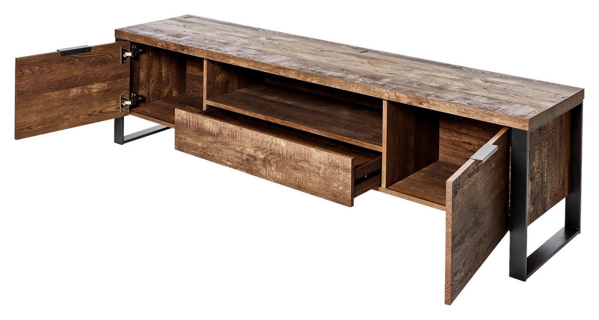 Lowboard Loop Tv 180 B: 180 Cm Vintage Eiche - Eichefarben/Anthrazit, KONVENTIONELL, Holzwerkstoff (180/45/40cm) - Livetastic